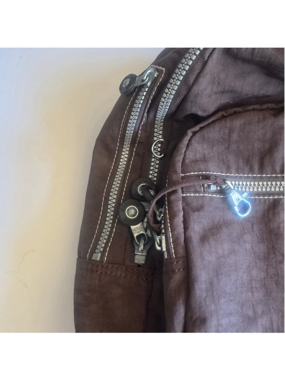 Kipling Brown Nylon Multi Pocket Backpack Travel 15” Laptop Bag